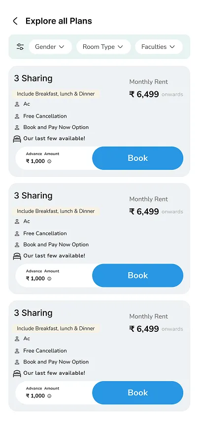 StayIN booking screen